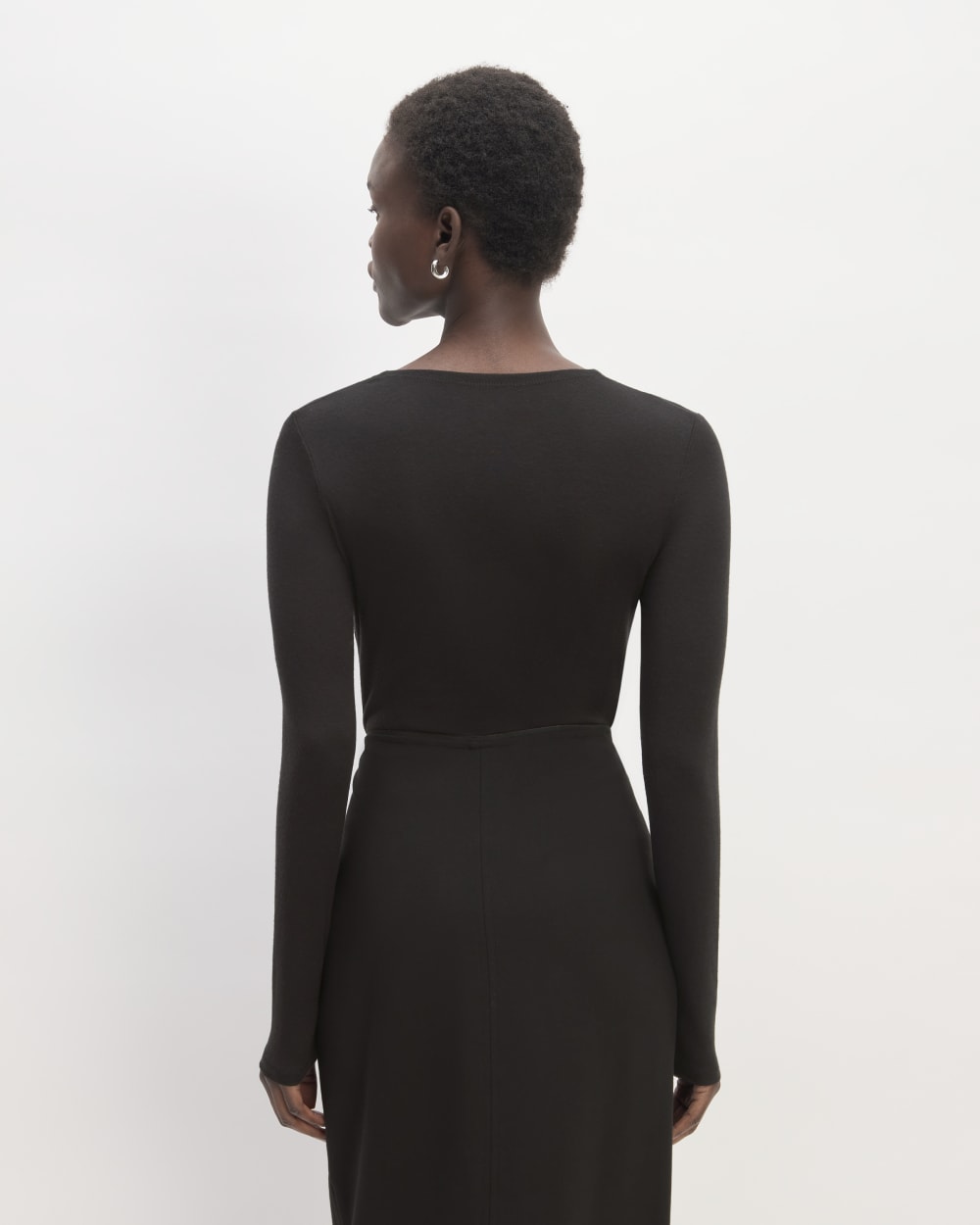 The Ruched V-Neck Tee in Butterluxe | Black