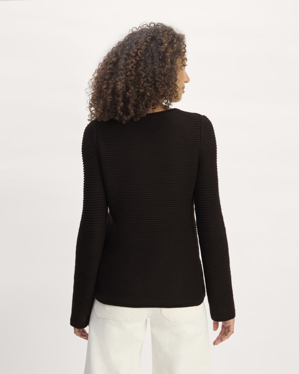 The Organic Cotton Open-Stitch Crew | Black