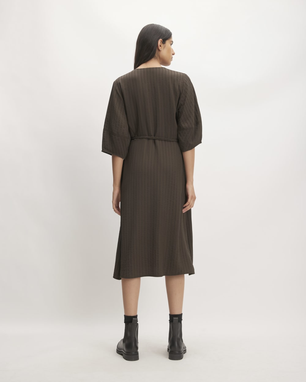 The City Stripe Wrap Dress | Earth Brown