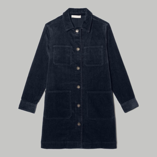 The Corduroy Long Shirt Jacket | Deep Navy