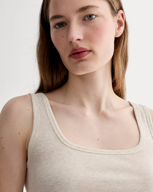 The Luxe Rib Square-Neck Tank | Heathered Oat