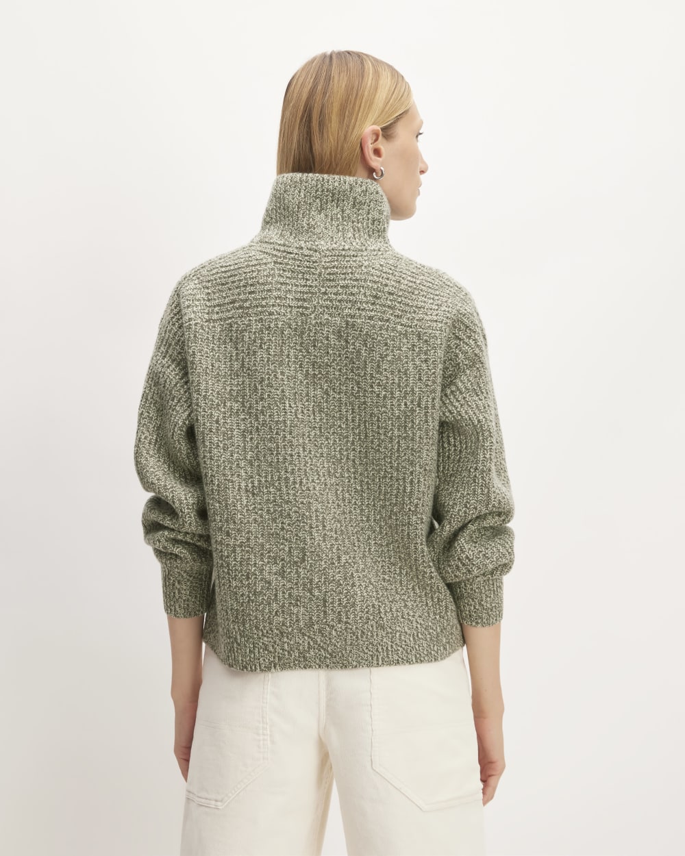 The Half-Zip Sweater in Luxe Merino | Seafoam Green / Kambaba Twist