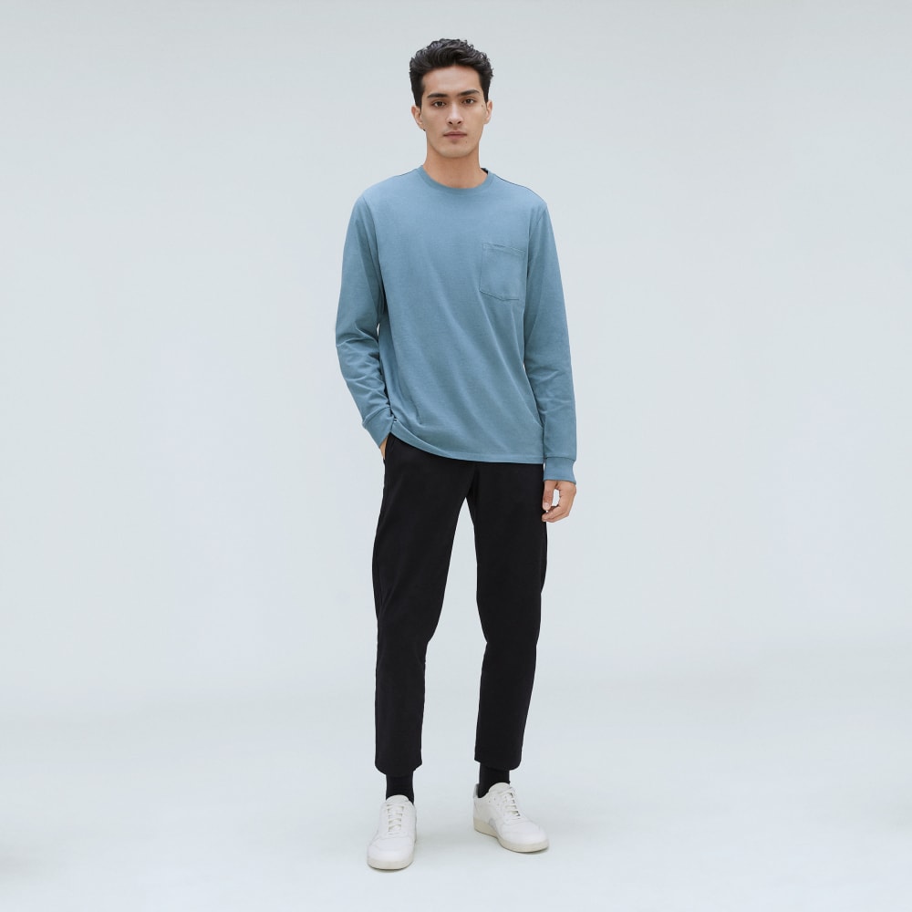 The Organic Cotton Long-Sleeve Pocket Tee | Greyish Blue