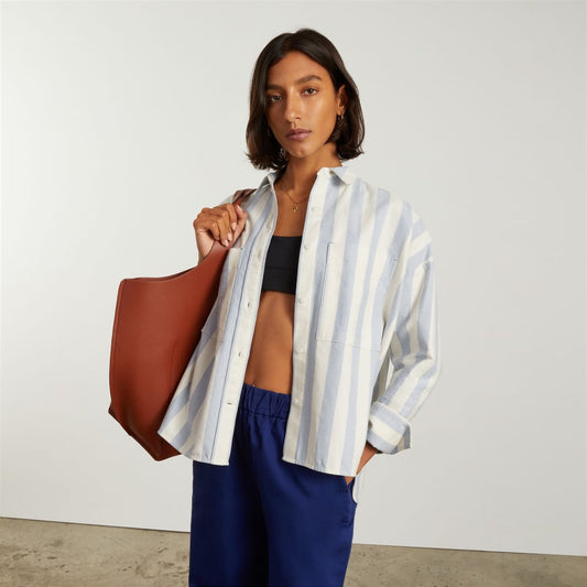 The Boxy Oxford | Blue / White