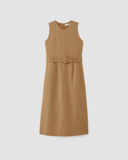The Linen Belted Midi Dress | Tiger's Eye