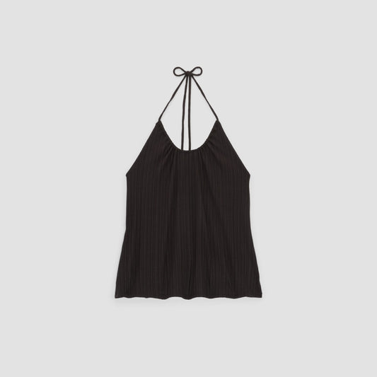 The Rib Soft Knit Halter Top | Black