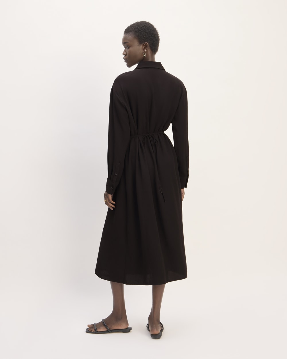 The Mini Jacquard Stripe Shirt Dress | Black