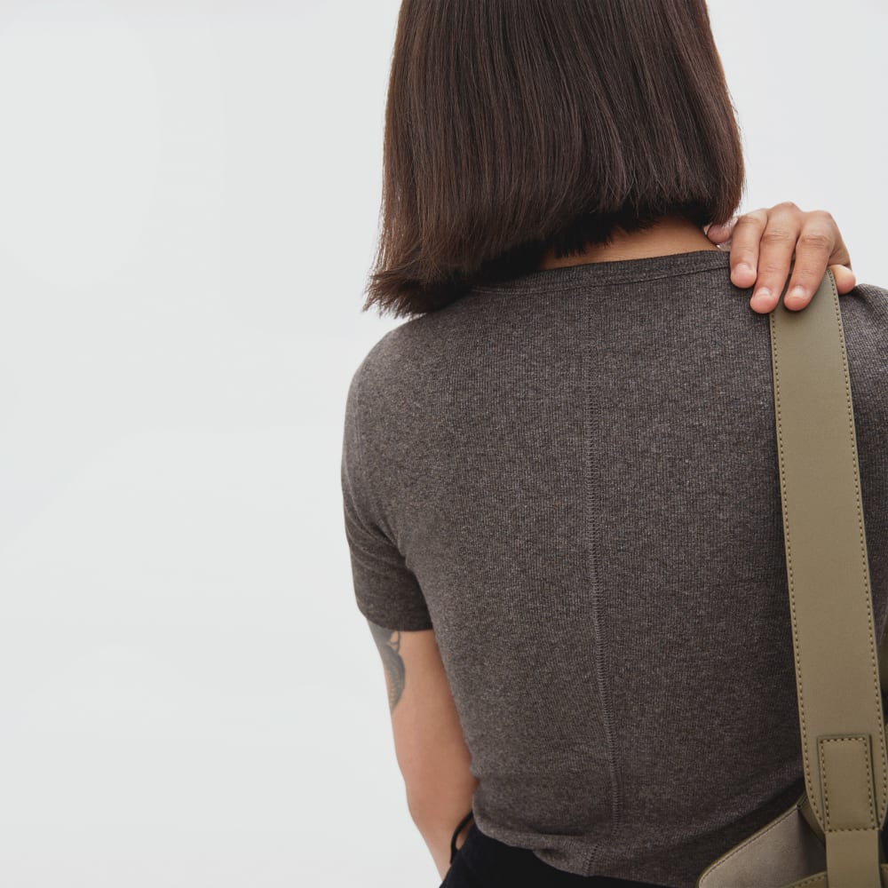 The Pima Micro-Rib Crew Tee | Heathered Fatigue