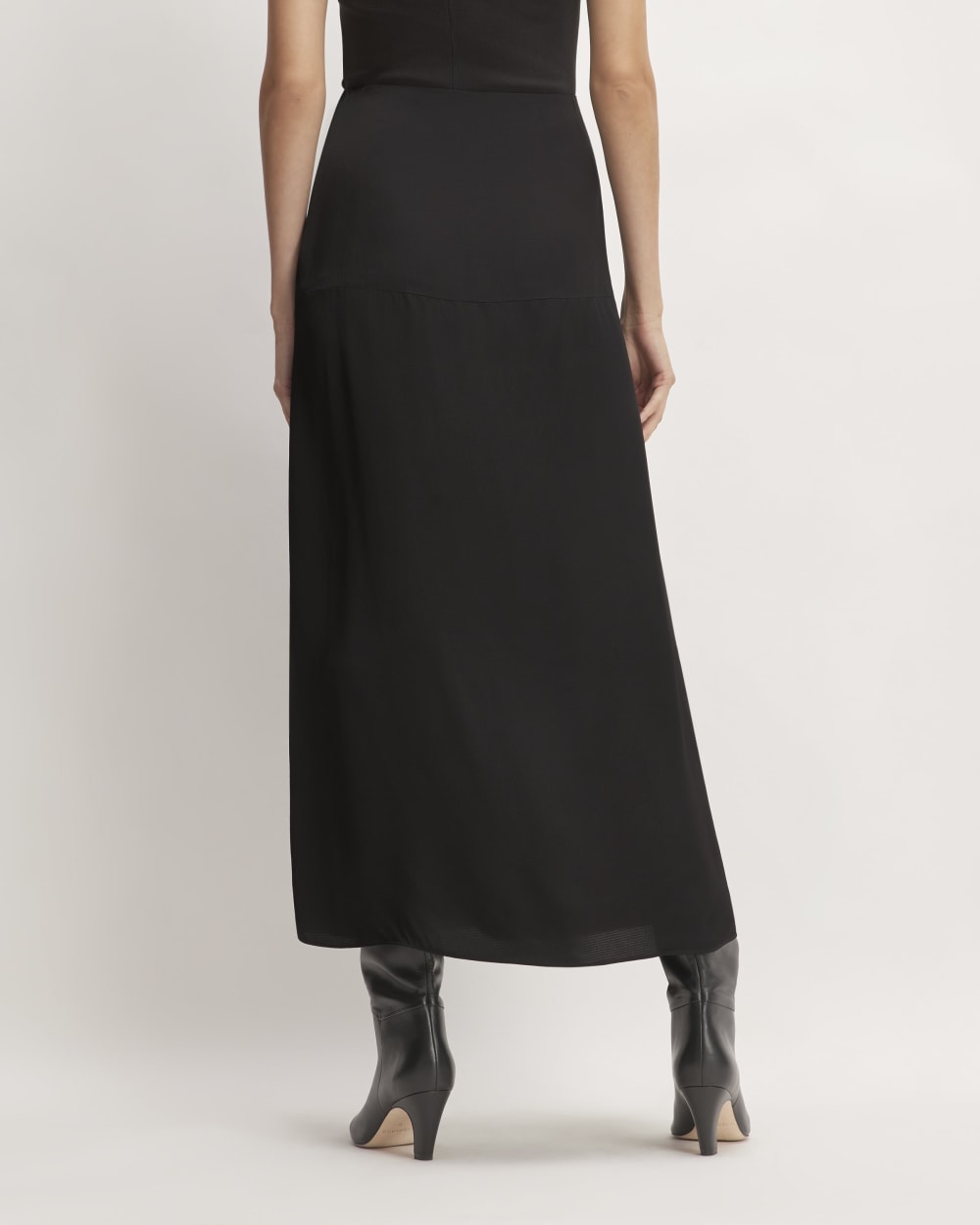 The Hammered Satin Slip Skirt | Black