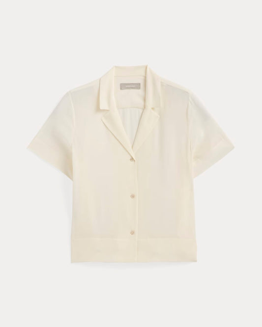 The Notch Shirt in Washable Silk | Off-White