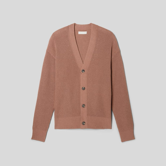 The No-Sweat Ribbed Cardigan | Carob Brown