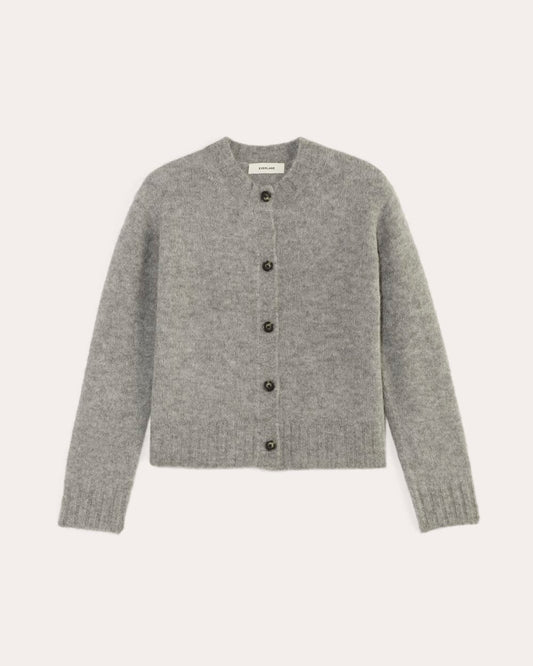 The Crew Cardigan in Alpaca | Heather Stone Grey