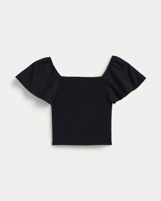 The Gauze Smocked Top | Black