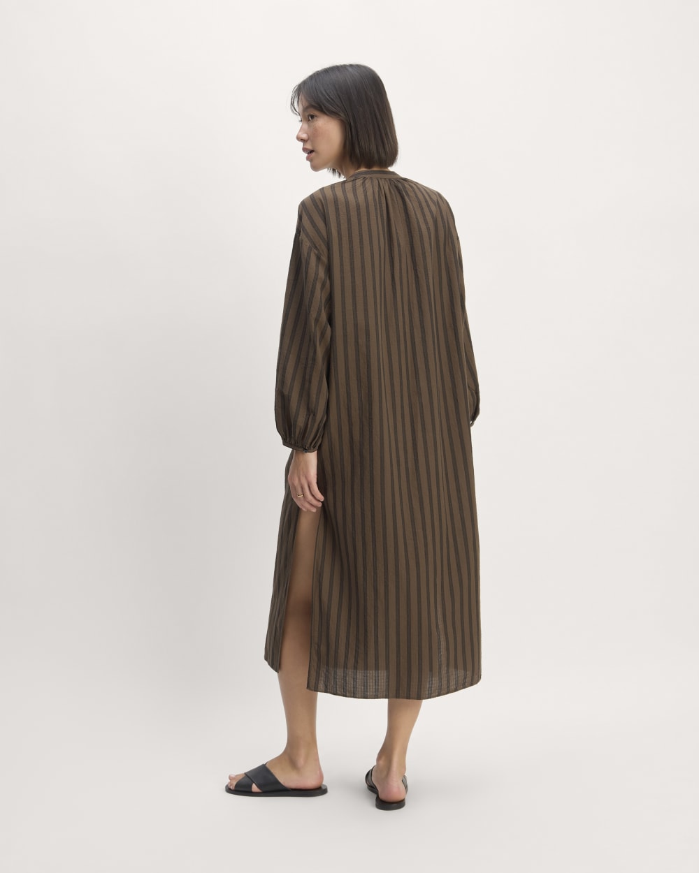 The Gauze Caftan Dress | Cocoa / Black