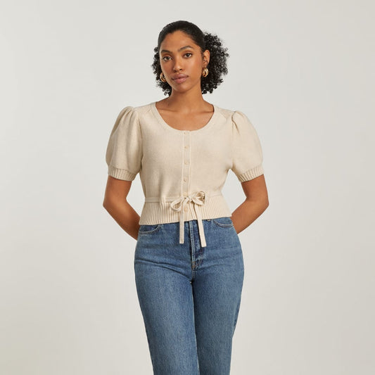 The Puff Sleeve Sweater Top | Parchment