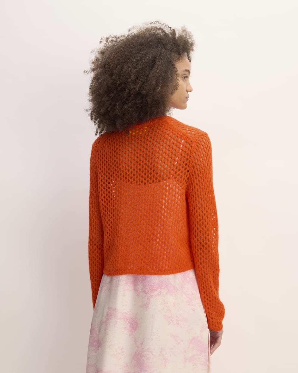 The Everlane x Marques' Almeida Alpaca Mesh Cardigan | Red Orange