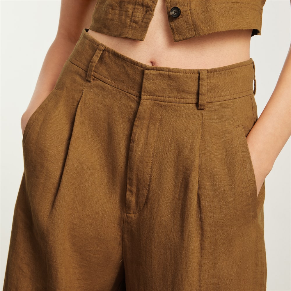 The Linen Way-High® Drape Pant | Tawny Brown