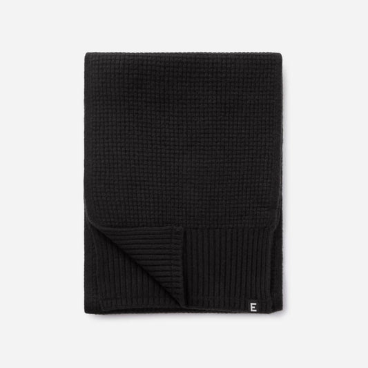 The Felted Merino Waffle-Knit Scarf | Black
