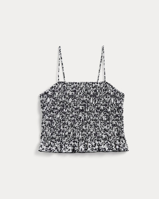 The Smocked Tank | Bone / Black Floral