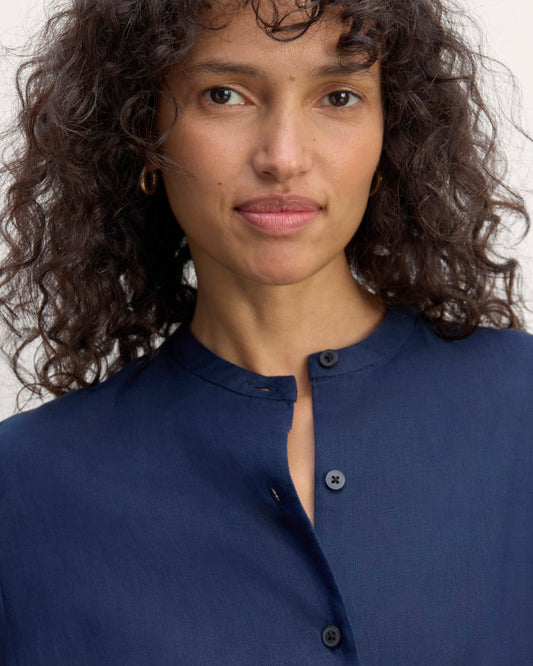 The Frolic Dress in Linen | Navy