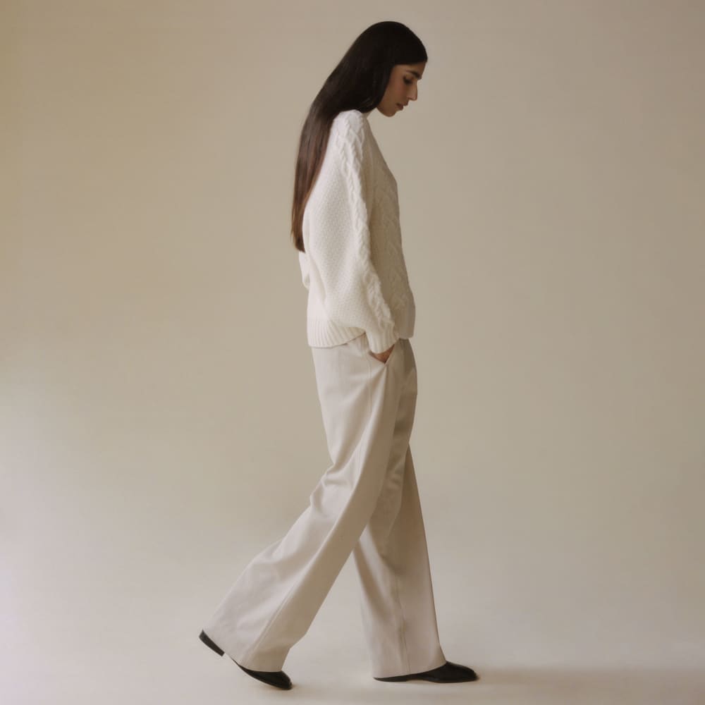 The Felted Merino Cable Sweater | Bone