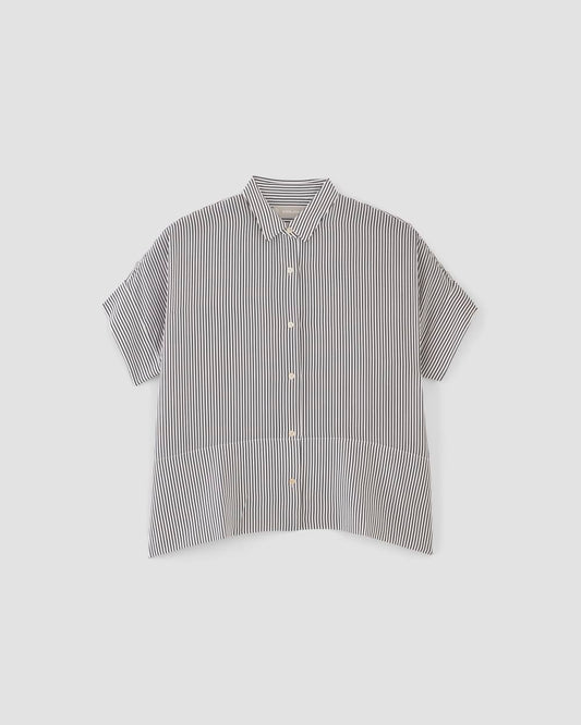 The Boxy Shirt in Washable Silk | Black / White