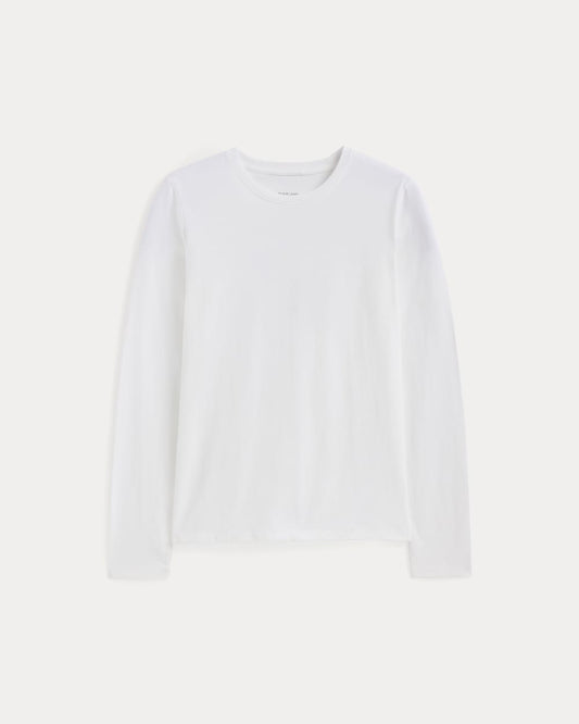 The Slim Long-Sleeve Crew in Essential Cotton | White
