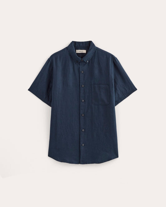 The Classic Short-Sleeve Shirt in Linen | Navy