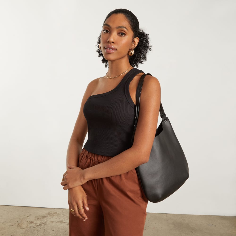 The Ribbed One-Shoulder Tank | Black