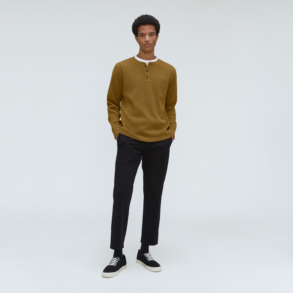 The Waffle Long-Sleeve Henley Tee | Tapenade
