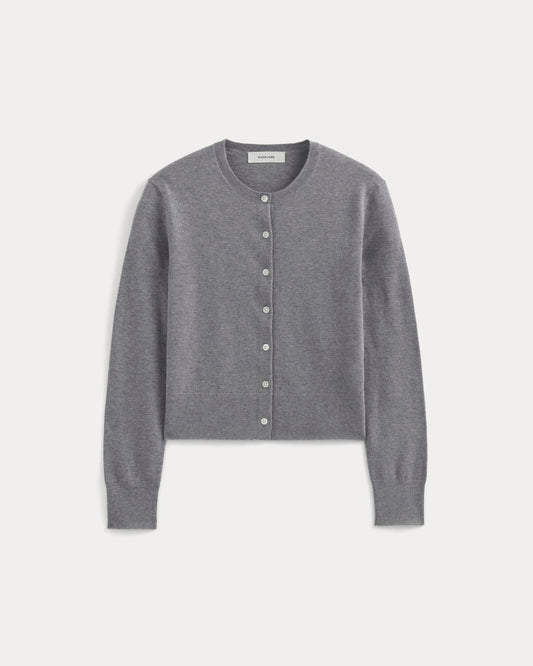 The Cropped Cardigan in Cotton Cashmere | Heather Charcoal