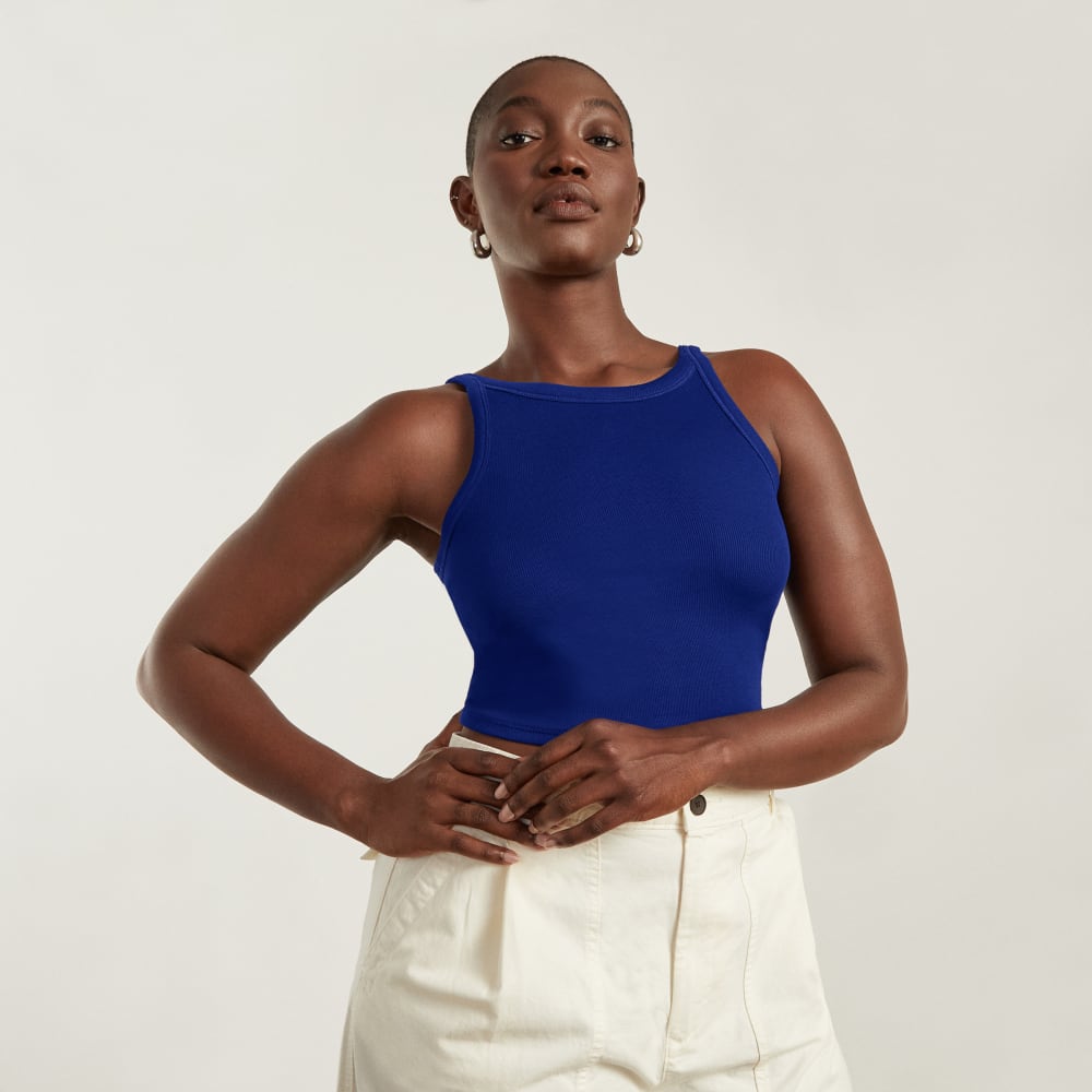 The Pima Micro-Rib Short Tank | Cobalt