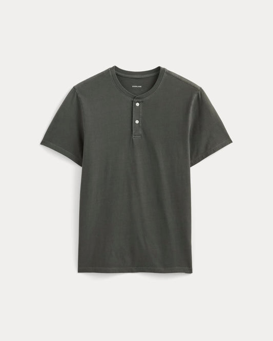 The Essential Organic Garment-Dyed Henley | Black