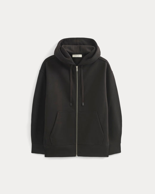 Luxe Fleece Oversized Full-Zip Hoodie | Black