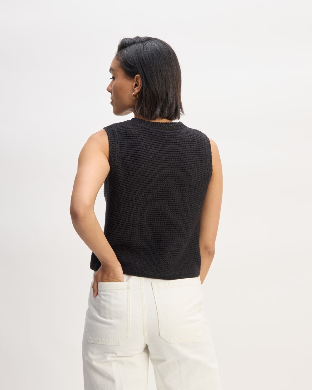 The Organic Cotton Open-Stitch Tank | Black