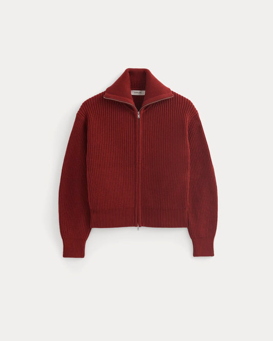 The Full-Zip Sweater in Everyday Cotton | Merlot