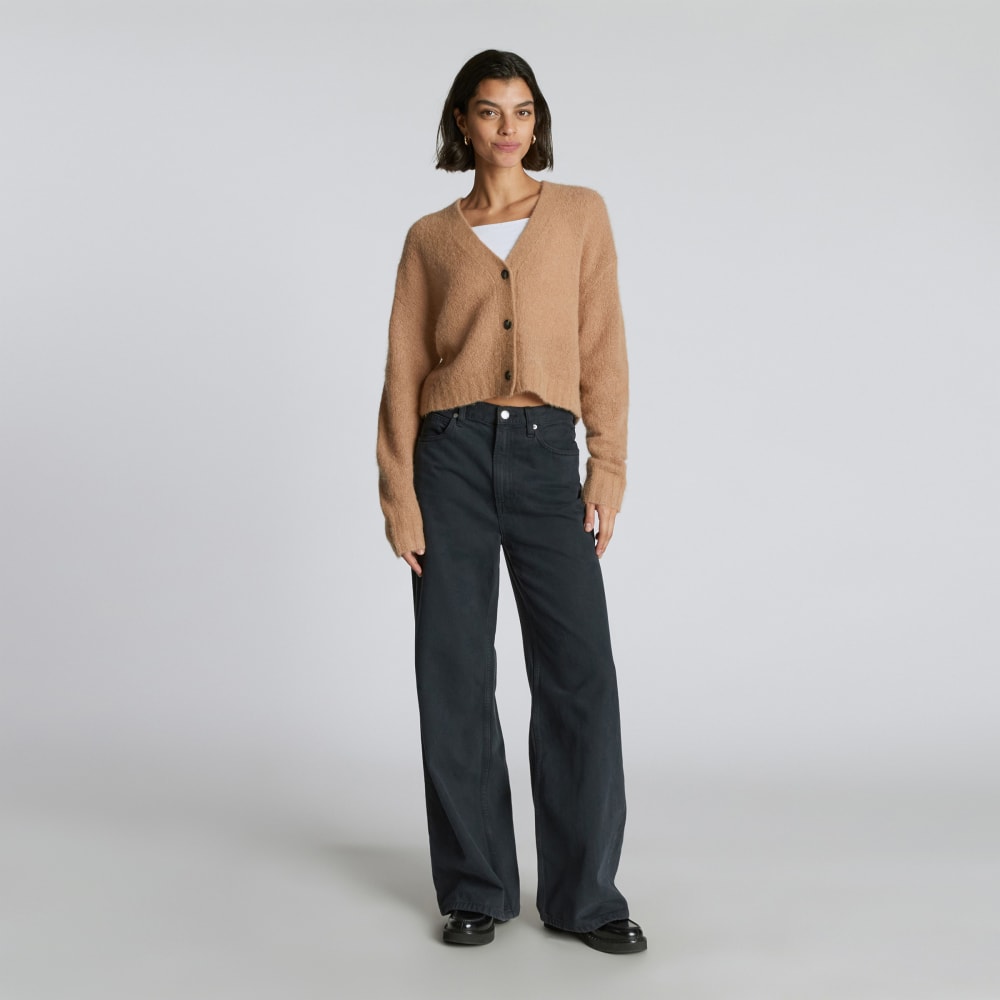 The Alpaca V-Neck Cropped Cardigan | Warm Taupe