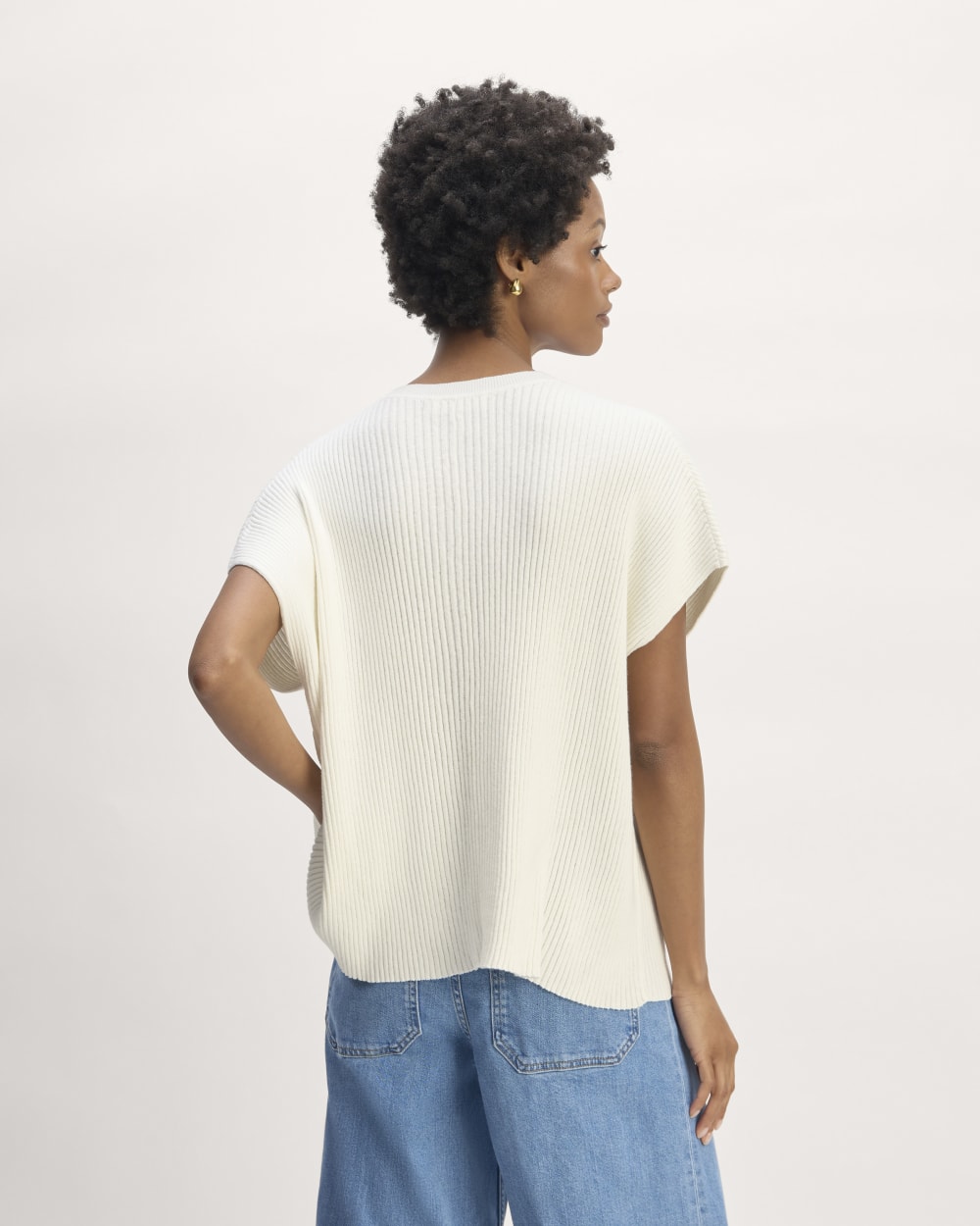 The Cotton Knit Caftan Top | Bone