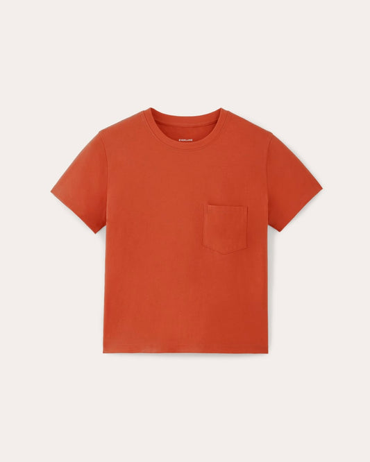 The Box-Cut Tee in Essential Cotton | Poppy Red | Pocket