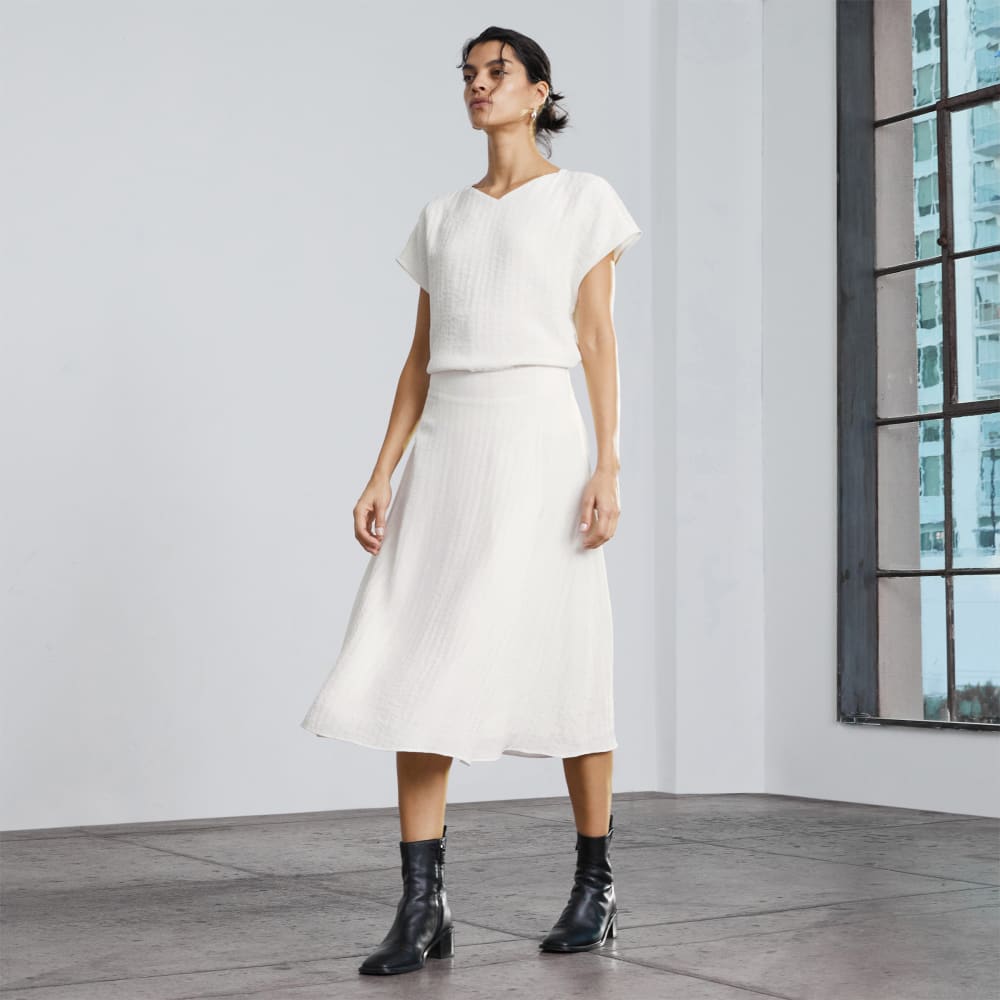 The City Stripe Midi Skirt | Bone