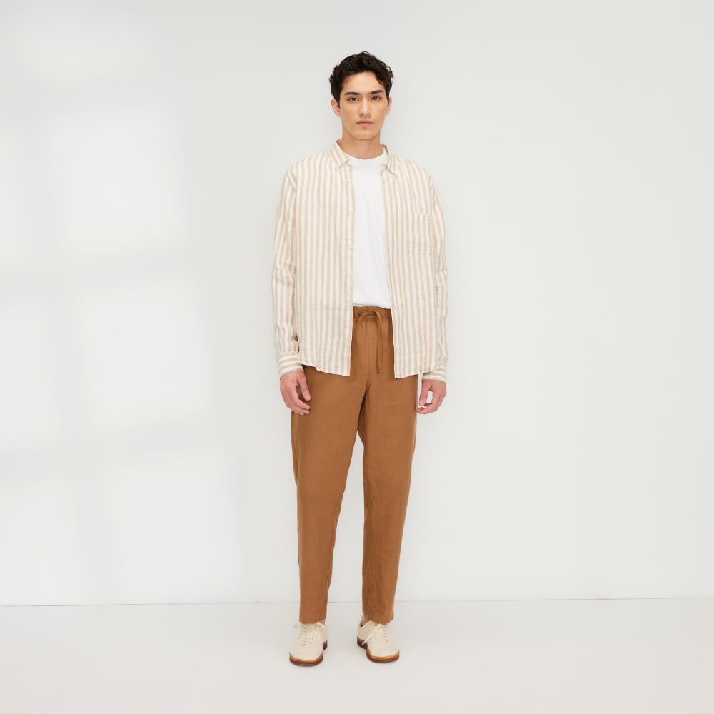The Classic Shirt in Linen | Bone / Caramel