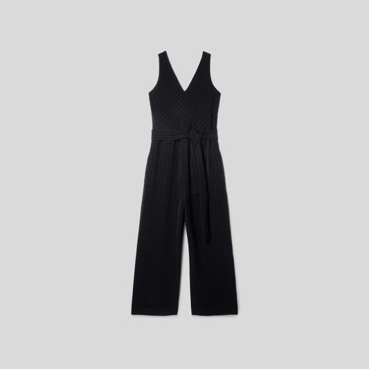 The City Stripe Draped Jumpsuit | Black