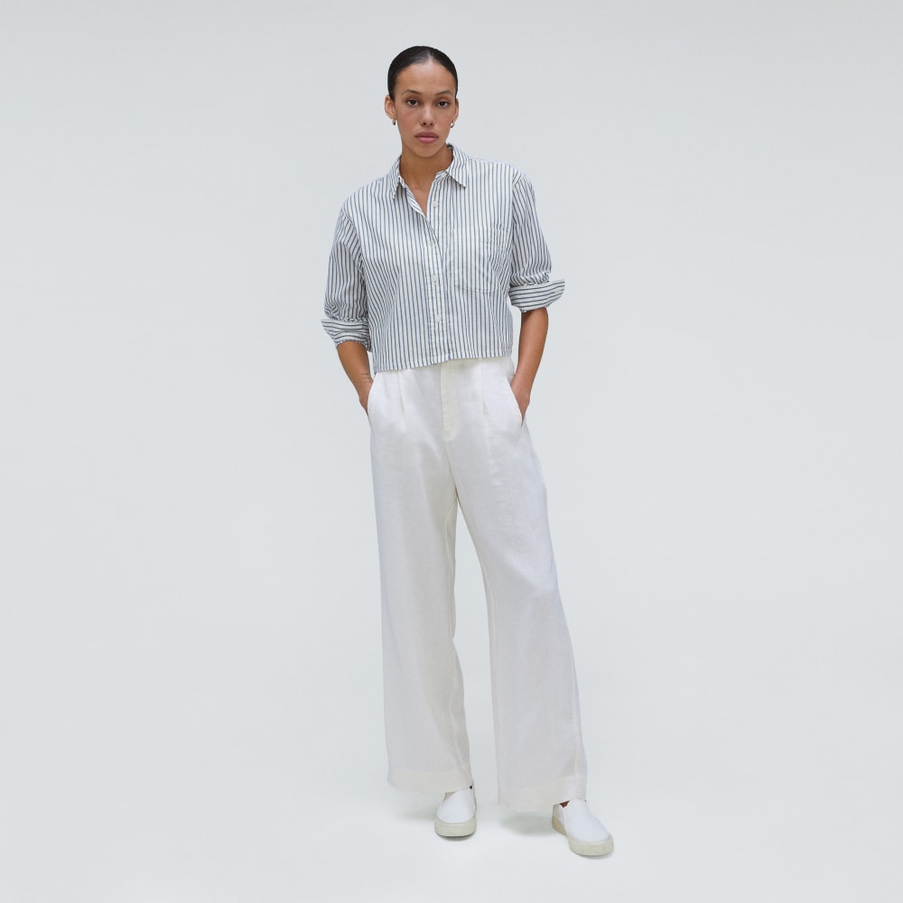 The Way-Short Shirt in Silky Cotton | Deep Blue / Canvas