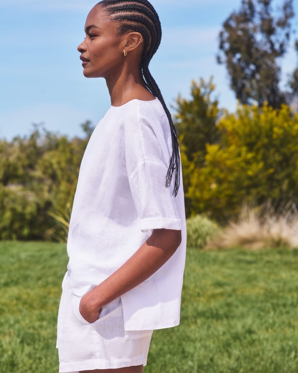 The Drawstring Boxer Short in Linen | White