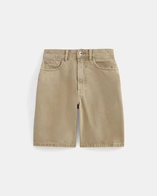 The Long A-Line Denim Short | Garment-Dyed Tan
