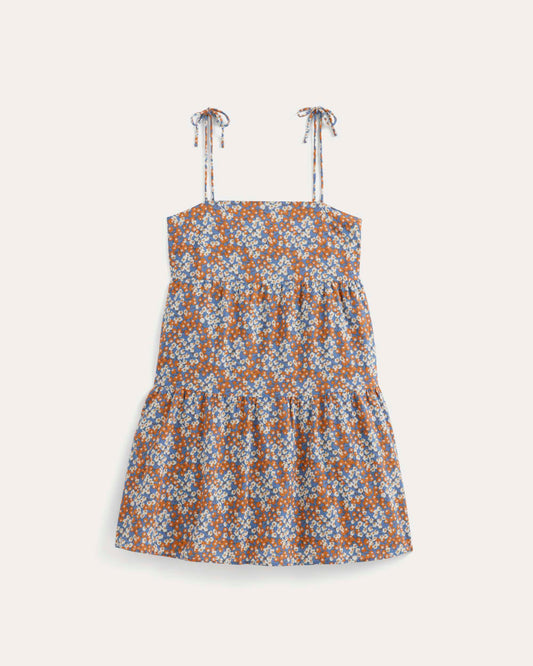 The Gauze Mini Tiered Dress | Soft Cobalt Floral
