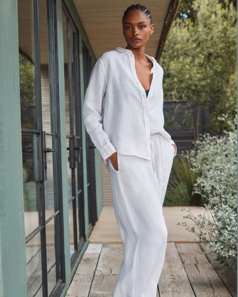 The Drawstring Pant in Linen | Natural Chambray