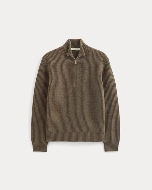 The Felted Merino Half-Zip Sweater | Heather Chocolate Martini