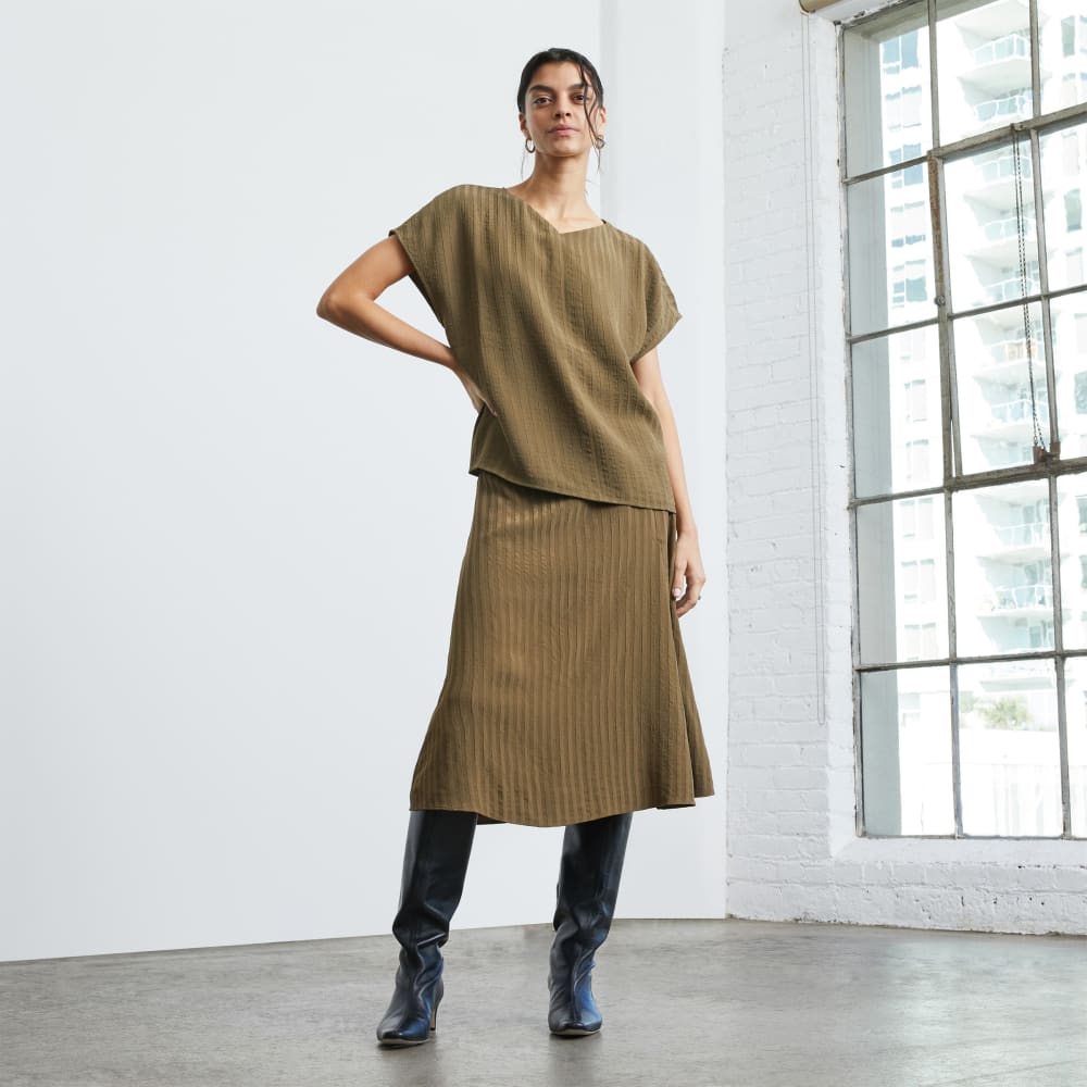 The City Stripe Midi Skirt | Beech