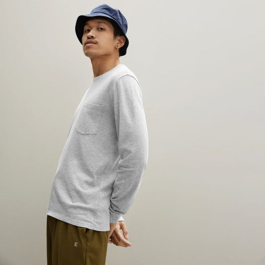 The Organic Cotton Long-Sleeve Pocket Tee | Heathered Grey